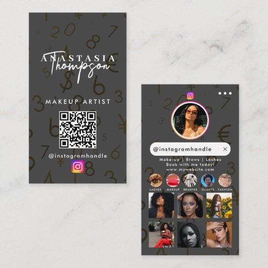 Influencer Beauty Nail Tech Social Media QR Code Visitekaartje (Voorkant / Achterkant)