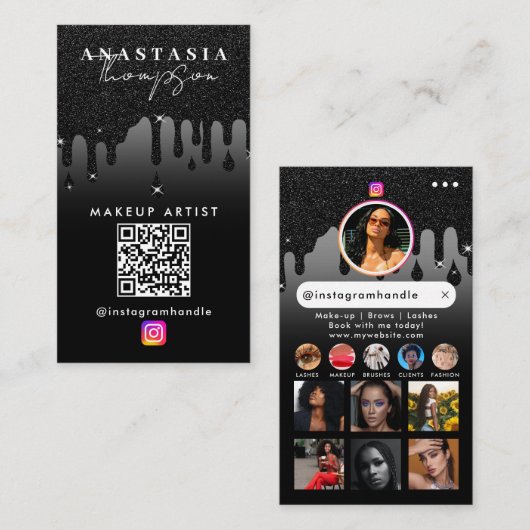 Influencer Beauty Nail Tech Social Media QR Code Visitekaartje (Voorkant / Achterkant)