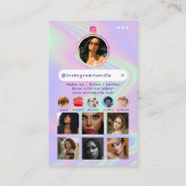 Influencer Beauty Nails Social Media Holografisch Visitekaartje (Achterkant)