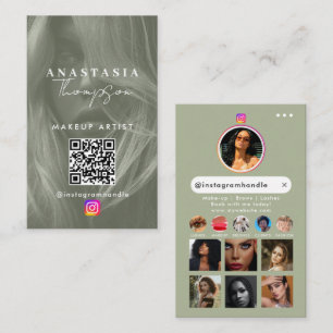 Influencer Beauty Nails Social Media Sage Green Visitekaartje