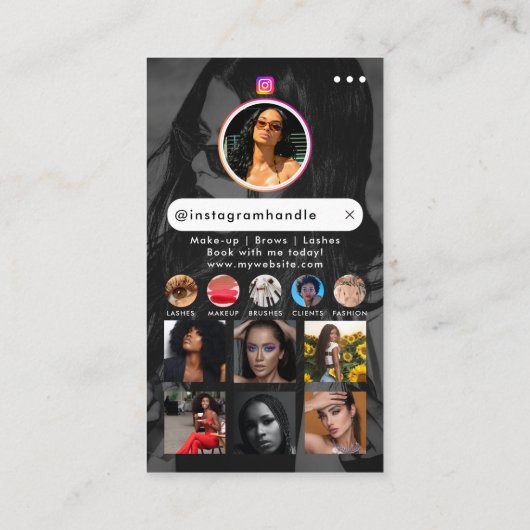 Influencer Beauty Nails Social Media Zwart Wit Visitekaartje (Achterkant)