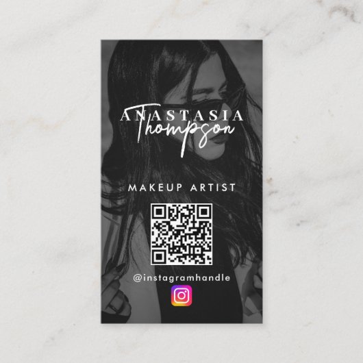 Influencer Beauty Nails Social Media Zwart Wit Visitekaartje (Voorkant)