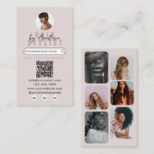 Influencer Beauty Salon Hair Make-up Foto's Roze Visitekaartje