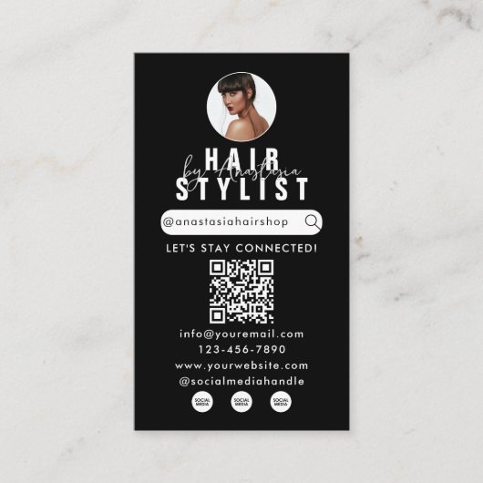 Influencer Beauty Salon Hair Make-up Foto's Zwart Visitekaartje (Voorkant)