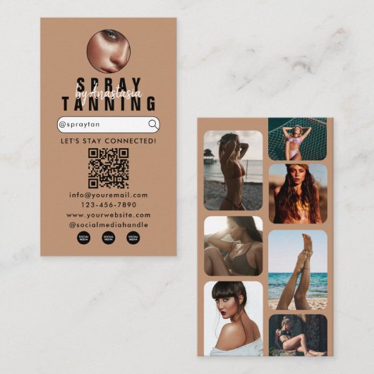 Influencer Beauty Spray Tanning Salon Tan Foto's Visitekaartje (Voorkant / Achterkant)