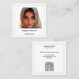 Influencer Blogger Aangepaste QR & Foto Vierkante Visitekaartje