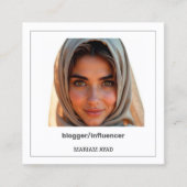 Influencer Blogger Aangepaste QR & Foto Vierkante Visitekaartje (Voorkant)
