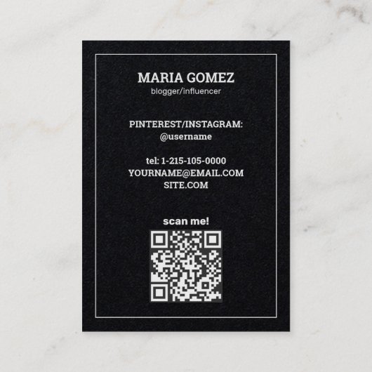 Influencer Blogger Aangepaste QR & Foto Visitekaartje (Achterkant)
