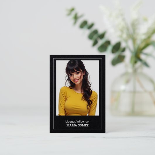 Influencer Blogger Aangepaste QR & Foto Visitekaartje (Staand voorkant)