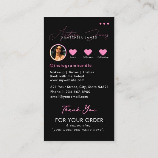 Influencer Business Grid Social Media Bedankt Visitekaartje (Achterkant)