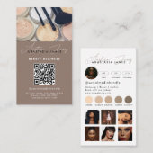 Influencer Esthetician Social Media QR Code Beige Visitekaartje (Voorkant / Achterkant)