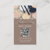 Influencer Esthetician Social Media QR Code Beige Visitekaartje (Voorkant)