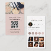 Influencer Esthetician Social Media QR Code Roze Visitekaartje (Voorkant / Achterkant)