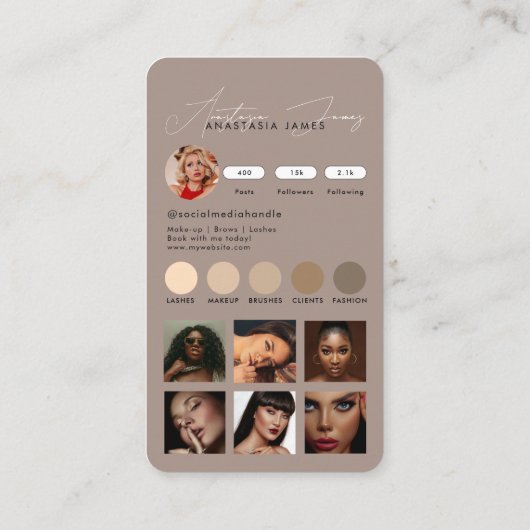 Influencer Feed Grid Social Media QR Code Bruin Visitekaartje (Achterkant)