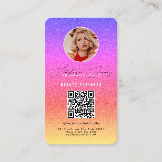 Influencer Feed Grid Social Media QR Code Business Visitekaartje (Voorkant)