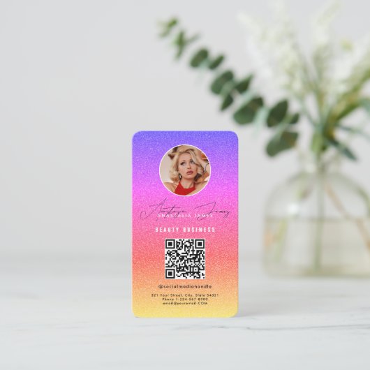 Influencer Feed Grid Social Media QR Code Business Visitekaartje (Staand voorkant)