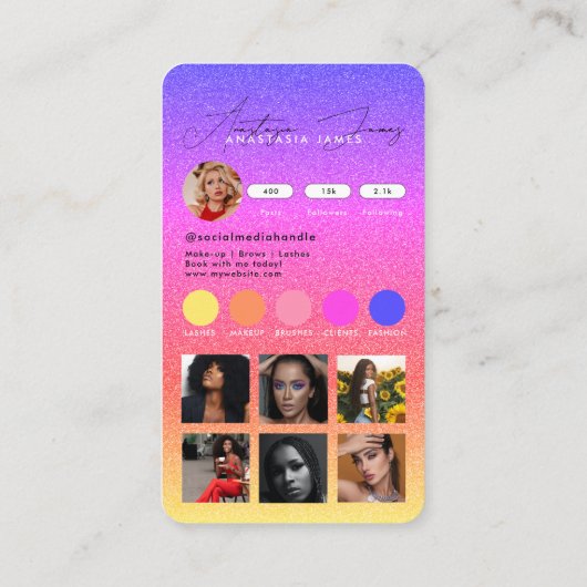 Influencer Feed Grid Social Media QR Code Business Visitekaartje (Achterkant)