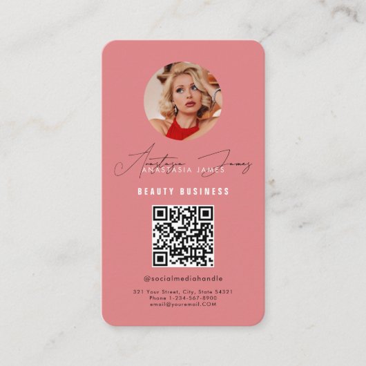 Influencer Feed Grid Social Media QR Code Business Visitekaartje (Voorkant)