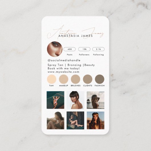 Influencer Feed Grid Social Media QR Code Business Visitekaartje (Achterkant)