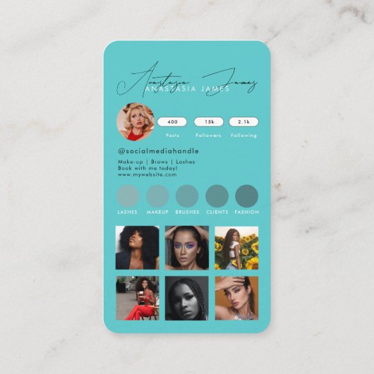 Influencer Feed Grid Social Media QR Code Business Visitekaartje (Achterkant)