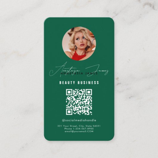 Influencer Feed Grid Social Media QR Code Groen Visitekaartje (Voorkant)