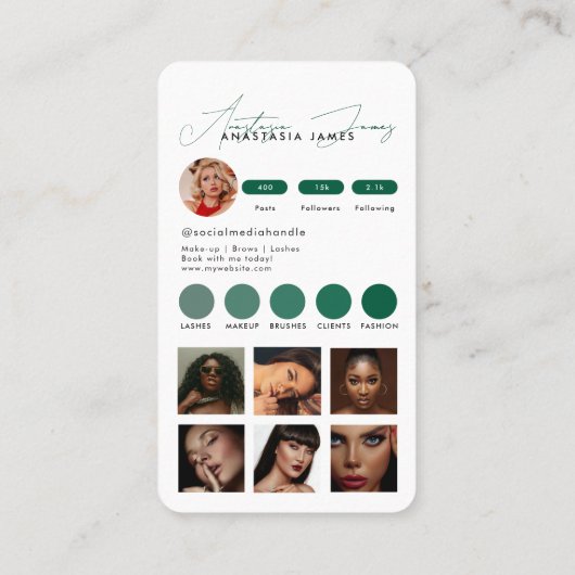Influencer Feed Grid Social Media QR Code Groen Visitekaartje (Achterkant)