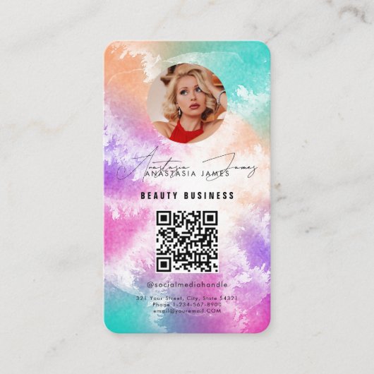 Influencer Feed Grid Social Media Tie Dye Business Visitekaartje (Voorkant)