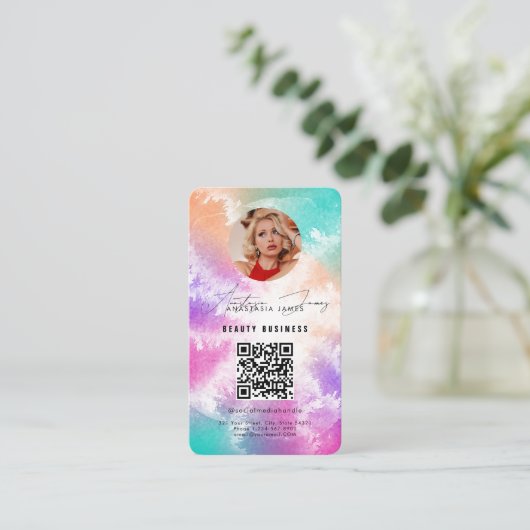 Influencer Feed Grid Social Media Tie Dye Business Visitekaartje (Staand voorkant)