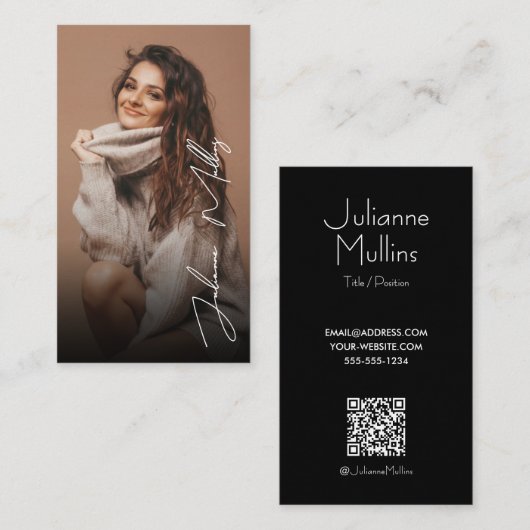 Influencer Foto Sociale Media QR Code Visitekaartje (Voorkant / Achterkant)