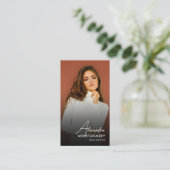 Influencer Foto Sociale Media QR Code Visitekaartje (Staand voorkant)