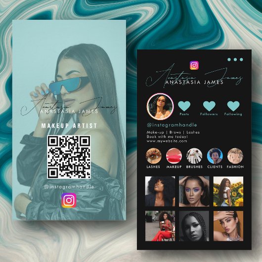 Influencer Fotofeed Grid Social Media Turquoise Visitekaartje
