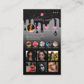 Influencer Fotofeed Social Media Black Glitter Visitekaartje (Achterkant)