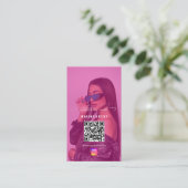 Influencer Fotofeed Social Media QR Code Girly Visitekaartje (Staand voorkant)
