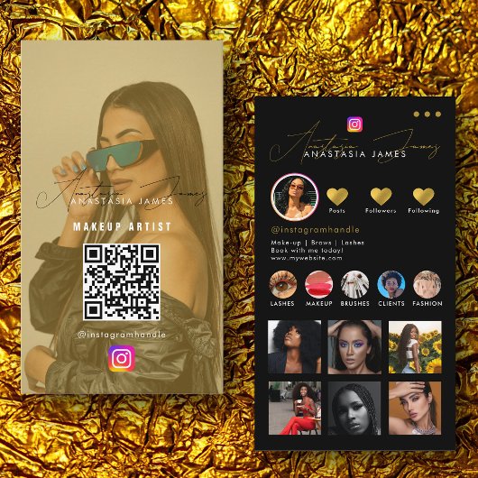 Influencer Fotofeed Social Media QR Code Gold Visitekaartje
