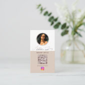 Influencer Fotofeed Social Media QR Code Neutraal Visitekaartje (Staand voorkant)