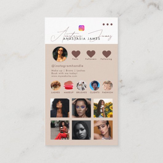 Influencer Fotofeed Social Media QR Code Neutraal Visitekaartje (Achterkant)