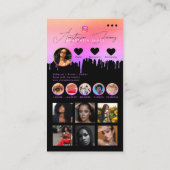 Influencer Fotofeed Social Media QR-code Paarse Visitekaartje (Achterkant)