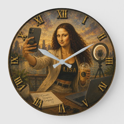 Influencer Funny Mona Lisa Social Media Creator Grote Klok (Voorkant)