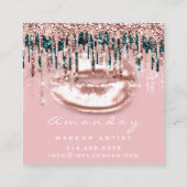 Influencer Makeup Artist Drijft Licht Roos Roze Vierkante Visitekaartje (Achterkant)