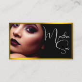 Influencer Model Geel Goud Zwart Foto QR-code Visitekaartje (Voorkant)