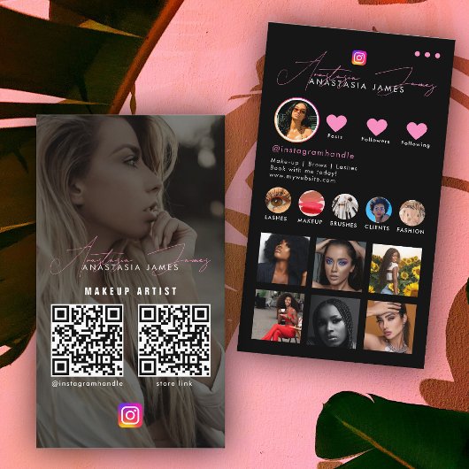 Influencer Photo Feed Grid Social Media 2 QR-code Visitekaartje