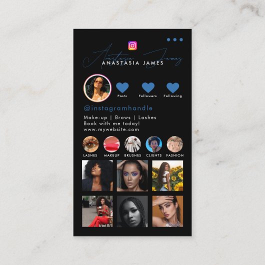Influencer Photo Feed Grid Social Media QR Code Visitekaartje (Achterkant)