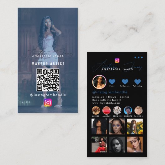 Influencer Photo Feed Grid Social Media QR Code Visitekaartje (Voorkant / Achterkant)