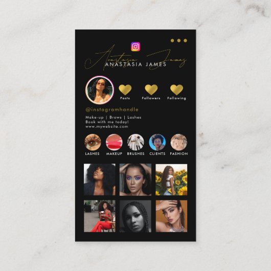 Influencer Photo Feed Grid Social Media QR Code Visitekaartje (Achterkant)
