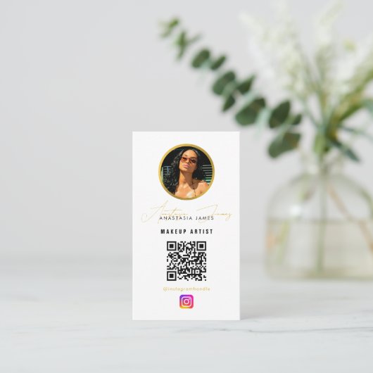 Influencer Photo Feed Grid Social Media QR Code Visitekaartje (Staand voorkant)