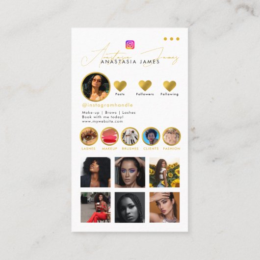 Influencer Photo Feed Grid Social Media QR Code Visitekaartje (Achterkant)