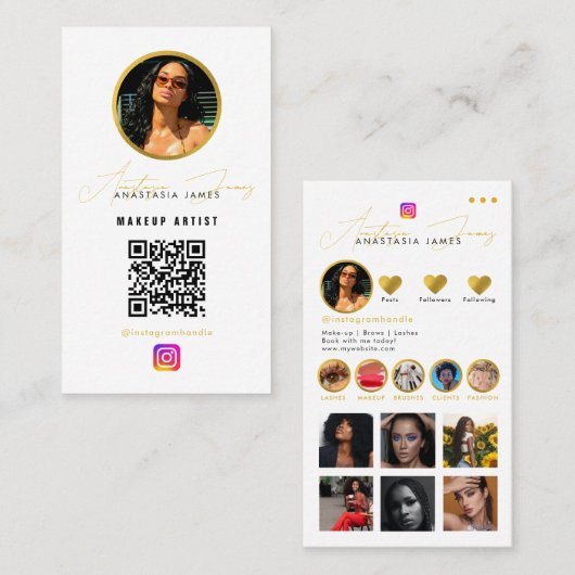 Influencer Photo Feed Grid Social Media QR Code Visitekaartje (Voorkant / Achterkant)