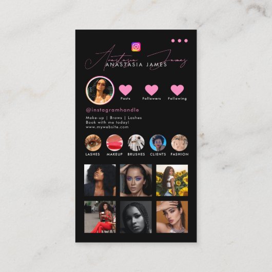 Influencer Photo Feed Grid Social Media QR Code Visitekaartje (Achterkant)