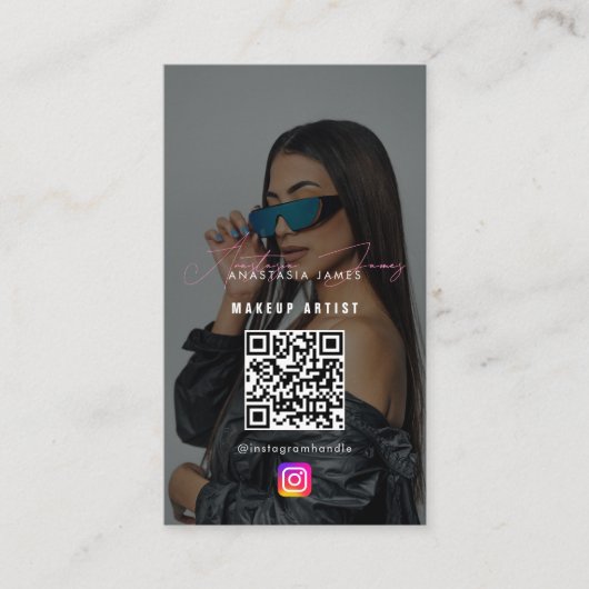 Influencer Photo Feed Grid Social Media QR Code Visitekaartje (Voorkant)