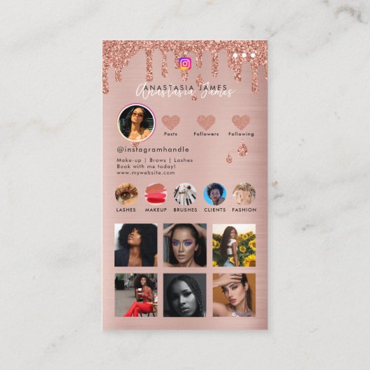 Influencer Photo Feed Grid Social Media QR Code Visitekaartje (Achterkant)